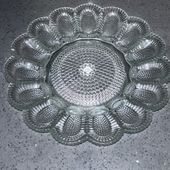 Vintage Indiana Glass Hobnail Deviled Egg Plate Pristine - Picture 1 of 2